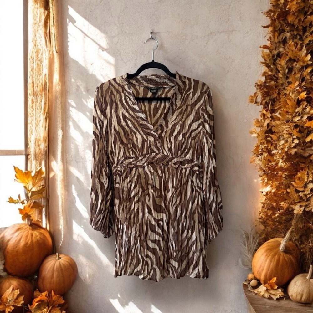 Sunny Taylor Brown Animal Print Tunic Top